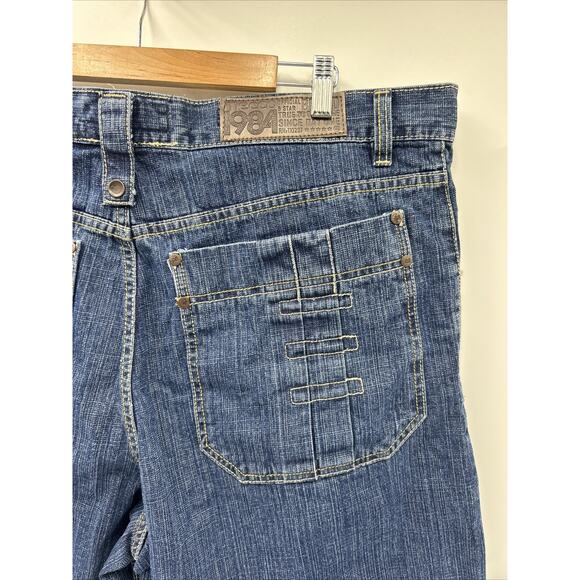 Vintage Mecca Shorts Mens 32 Black Y2K Baggy Denim Skater Jean Short - Picture 5 of 12